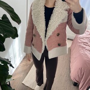 Vintage Pink and Cream Sherpa Jacket